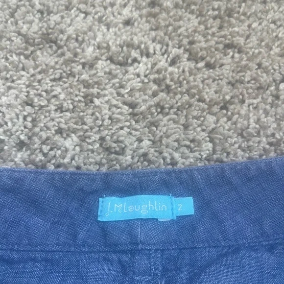 J.McLaughlin Blue Linen Skirt w/ Frayed hem size 2 - Picture 6 of 6